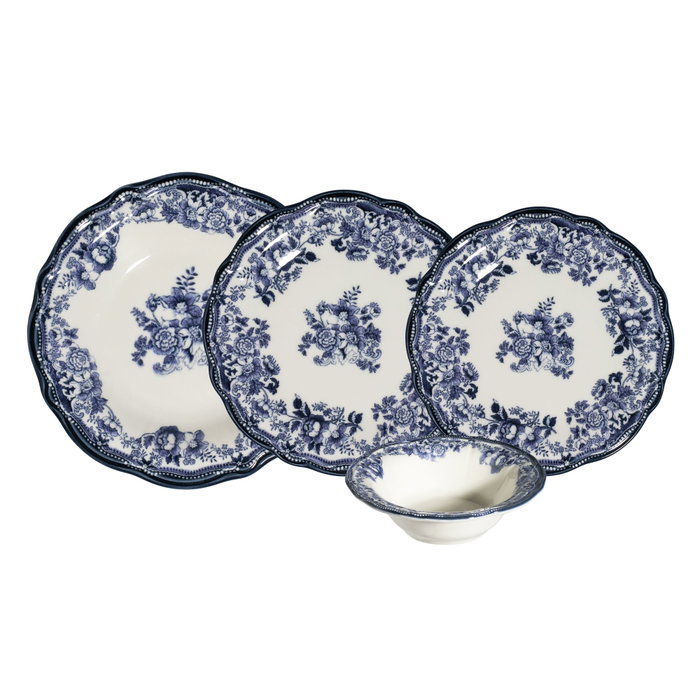 Hermia Velour Navy Blue Fulya Juego de Cena de 24 Piezas en Porcelana